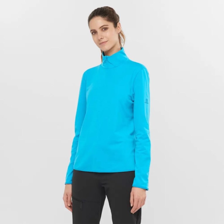 Casaco Salomon Essential Lightwarm Half Zip Feminino Turquesa | PT P59423